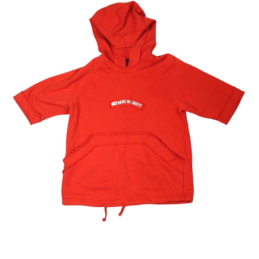Vintage Diesel Hoodie Y2K Mens Small Red Made In Italy 100% Cotton Streetwear